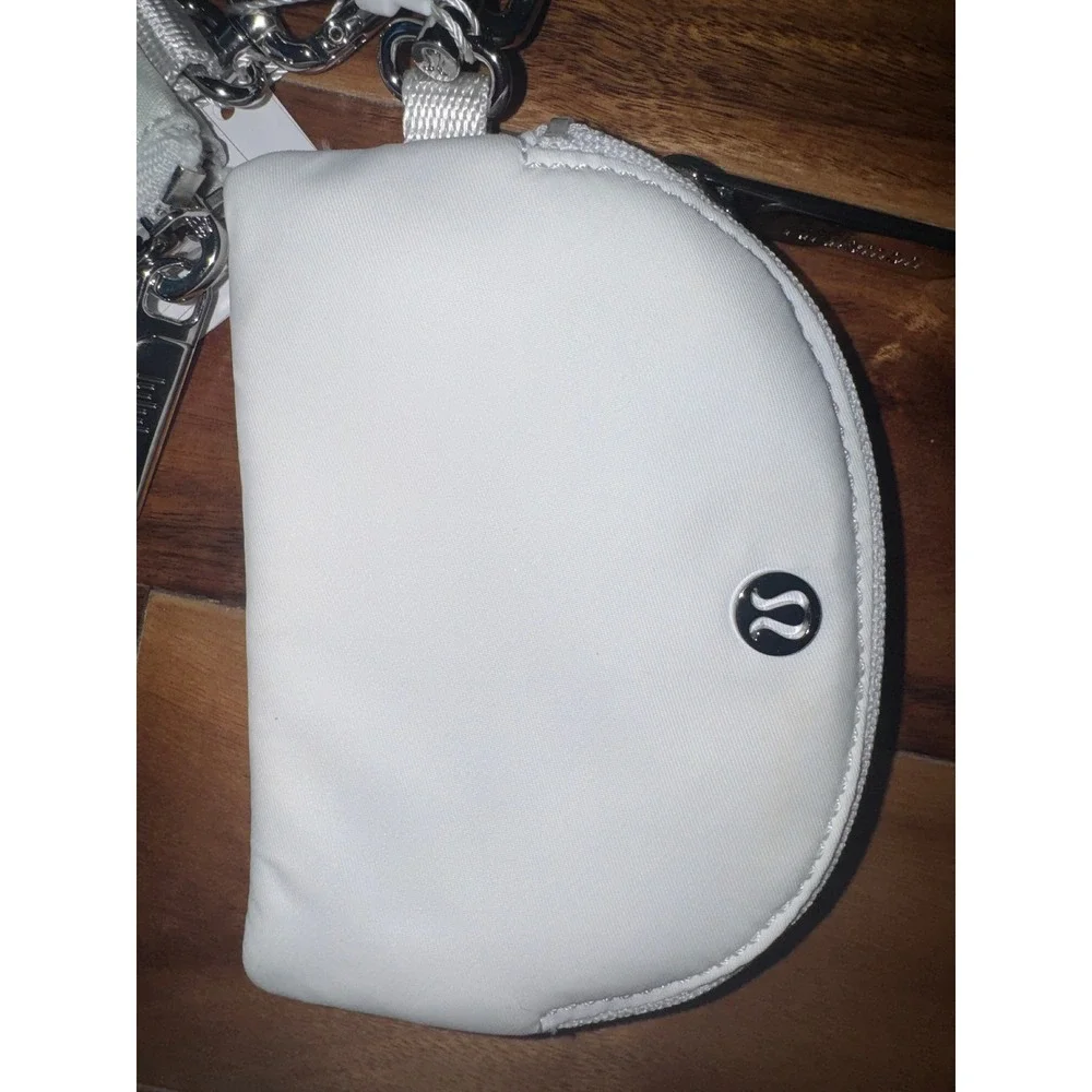 Lululemon Dual Pouch Wristlet Vapor and White Detachable Wallet Keychain NEW
